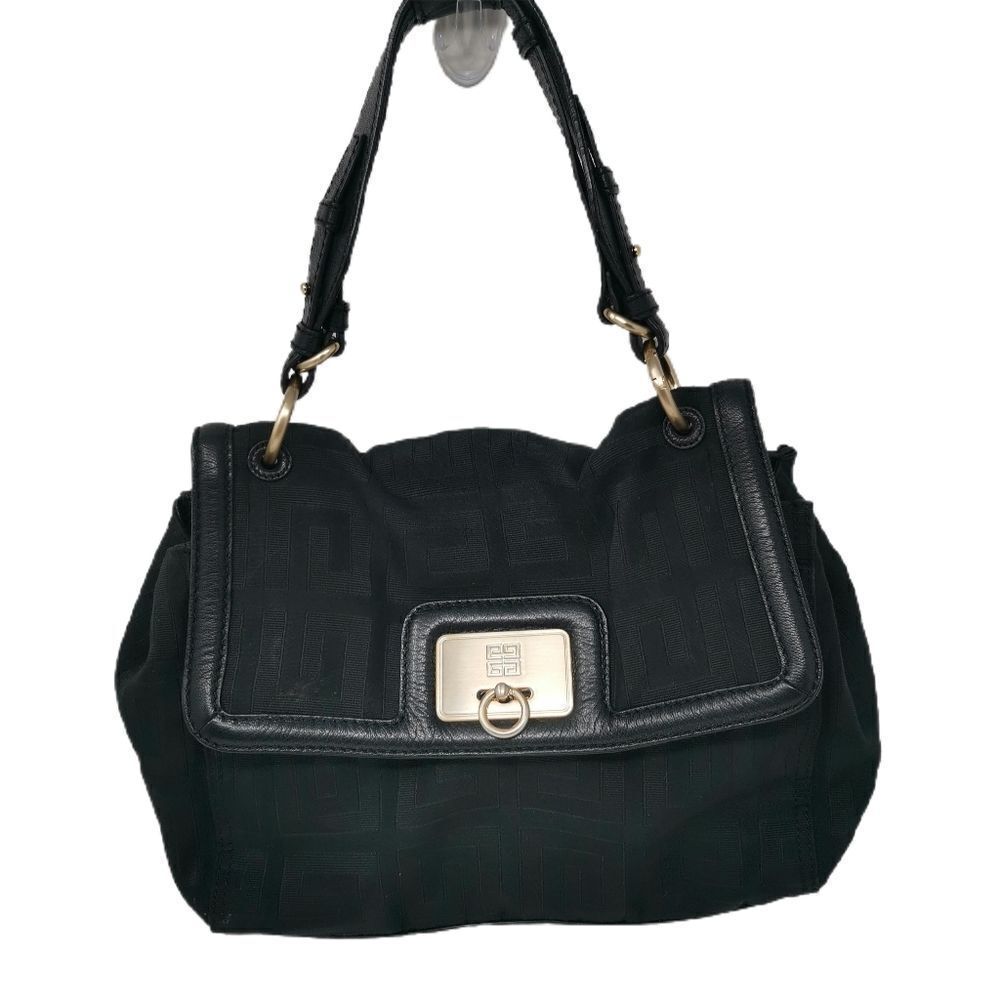 Vintage Givenchy Monogram Jacquard Shoulder Bag | Black & Gold Elegance